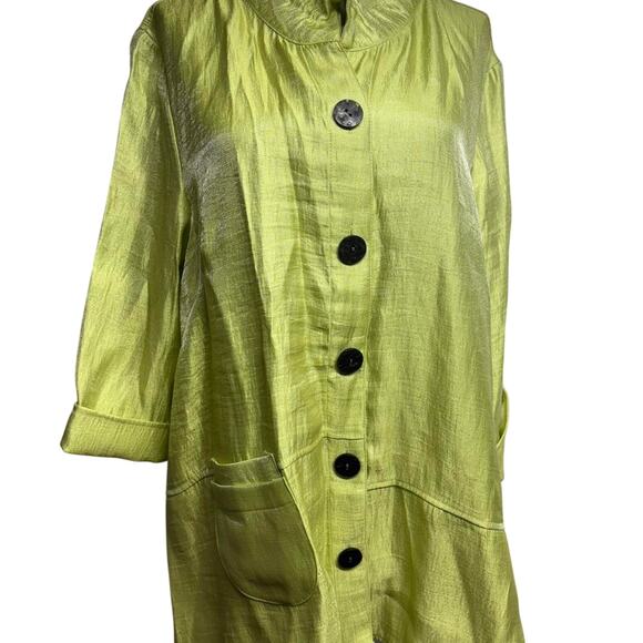 Green linen ali miles button - Picture 1 of 5